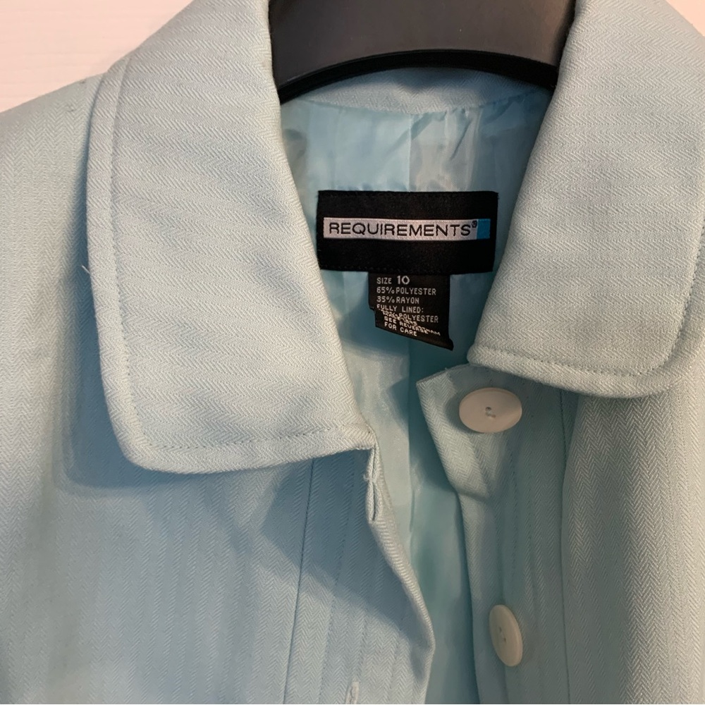 Requirements Blue Trench Coat with Classic Collar
